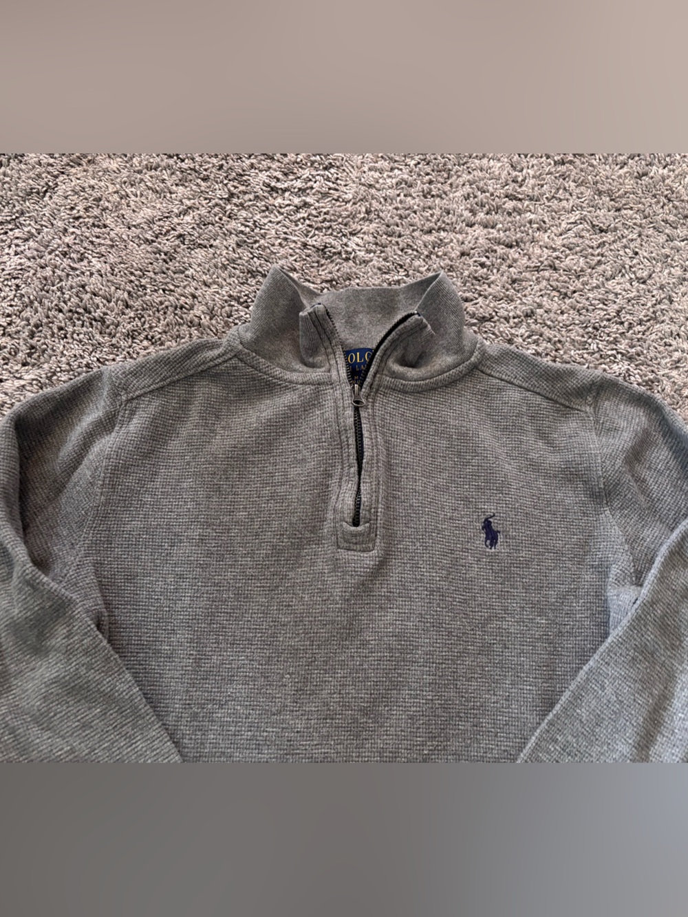 Polo Ralph Lauren Preppy Thermal Quarter Zip Gray Youth Kids Size M 10/12 - Picture 2 of 12